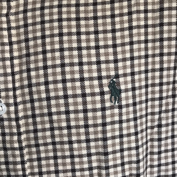 🚨B2G1 POLO RALPH LAUREN Brown Tan Plaid Cotton Long Sleeve Button Up - Picture 3 of 7